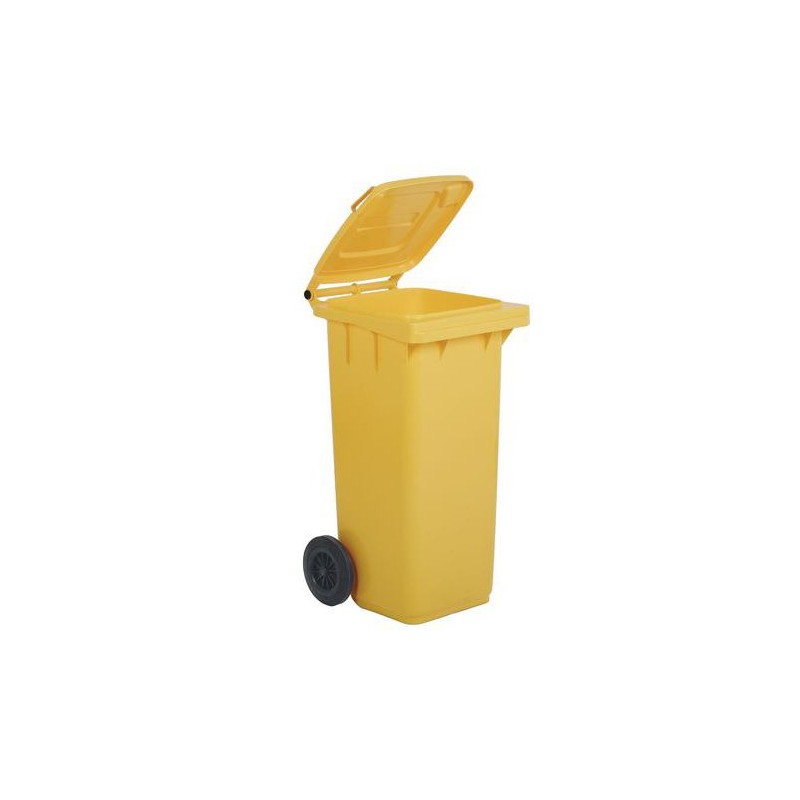 Poubelle avec pédale, pour sac de 70 litres, jaune