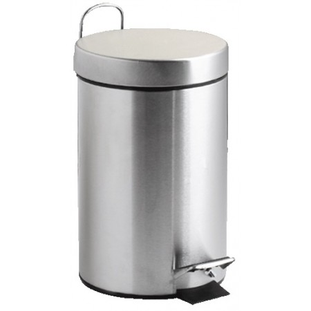 Poubelle de salle de bain ronde 7 Litres en inox, ouverture à pédale