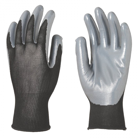 Gants Manutention SIMPLY PRO SG810L en polycoton gris - jauge 10 - enduit  de latex noir sur la paume - COVERGUARD - MisterMateriaux