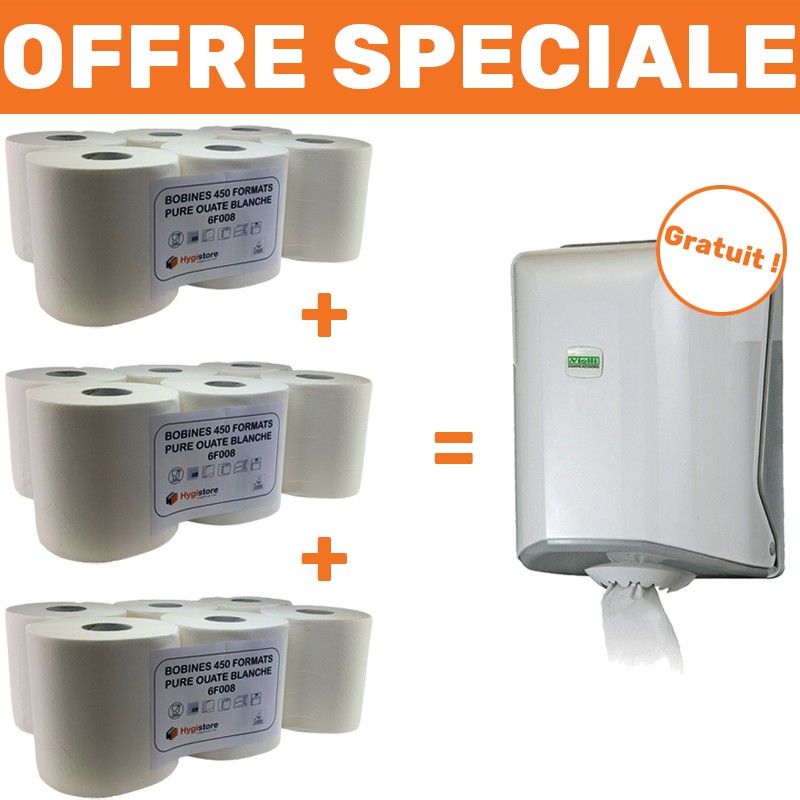 Pack Essuie-Tout+ : 3 lots de 6 bobines d'essuie-tout + 1 distributeur  offert