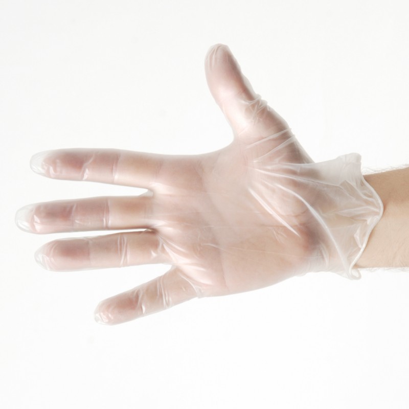 Boite de 100 gants Vinyle transparent non poudré T.L (8/9) - PROTEC