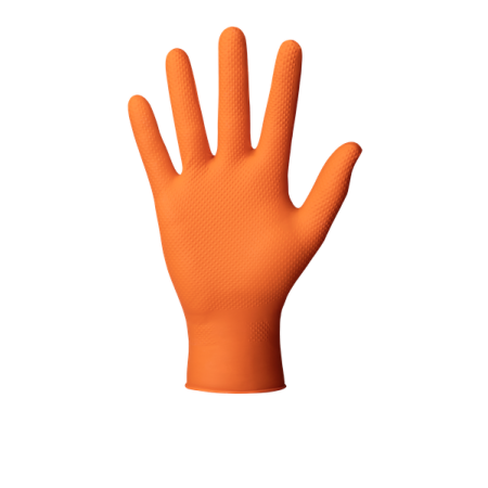 Gant nitrile orange extra fort avec picots