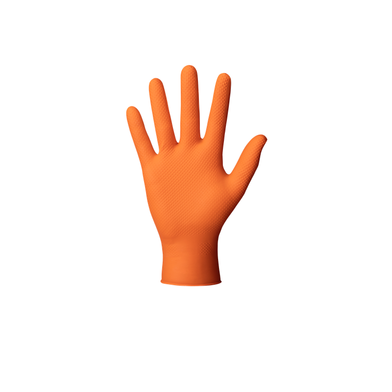 Gant nitrile orange extra fort avec picots