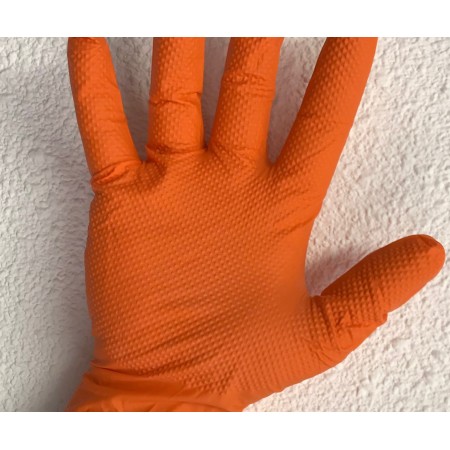 Gant nitrile orange extra fort avec picots