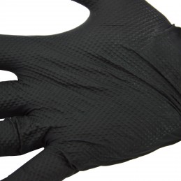 Boite de 50 gants nitrile noir non poudré picots GRIPPAZ 580NR - JUBA