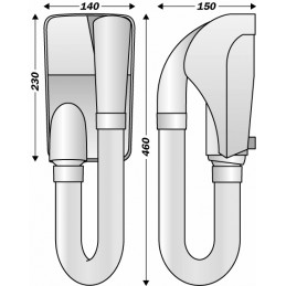 Dimension sèche cheveux mural