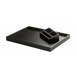 Plateau d'accueil chambre d'hôtel en cuir noir