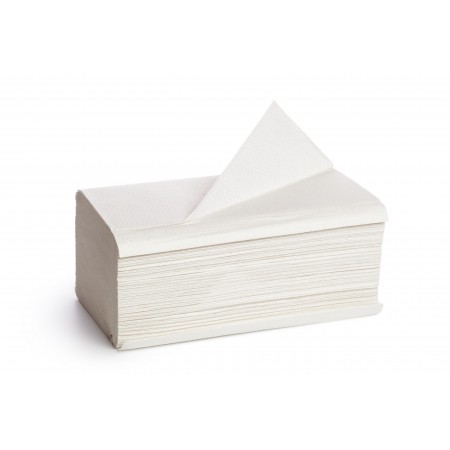 Essuie-mains en pure ouate blanc plié en V 2 plis (21 x 22 cm) 